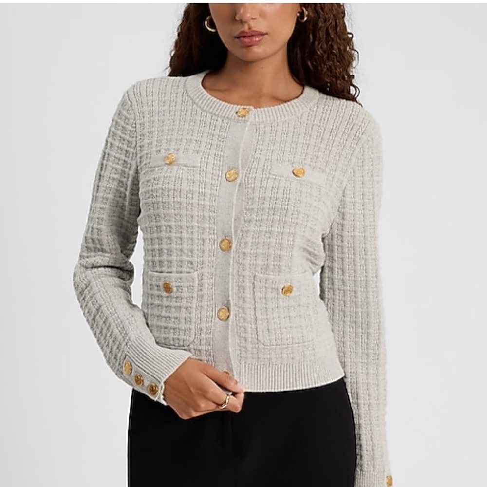 Express Novelty Button Sweater Jacket